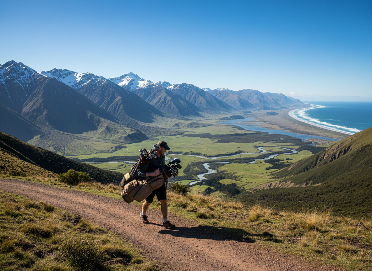British Caddie Treks Across New Zealand Carrying Golf Bags to Support Vulnerable Children