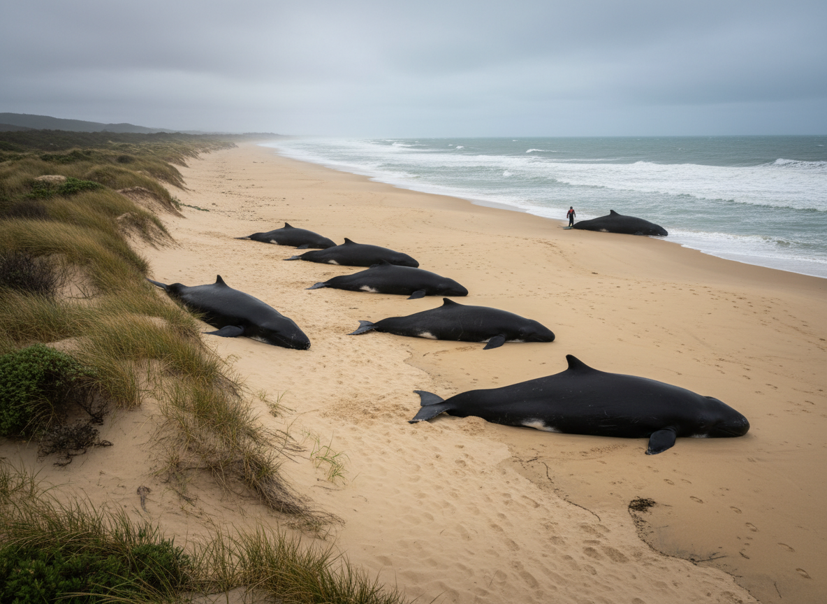 Conservationists Mourn Loss of Six Whales Following Mass Stranding on Remote New Zealand Beach